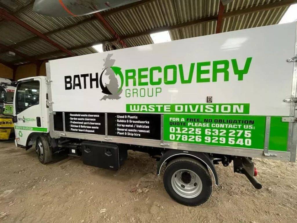 Bath Recovery Sign Written Truck